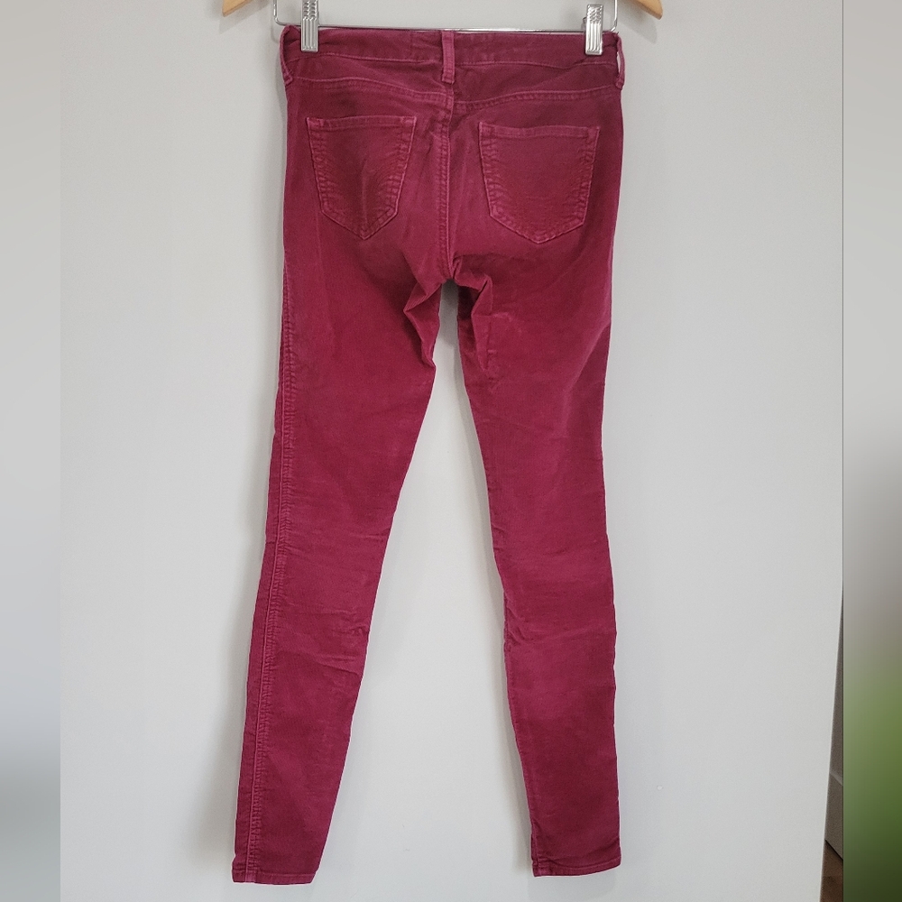 Hollister Burgundy Super skinny Low Rise Corduroy Pants Size 23 / 00 - Picture 2 of 8